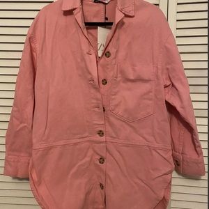 Zara oversized denim shirt dress with button detailing